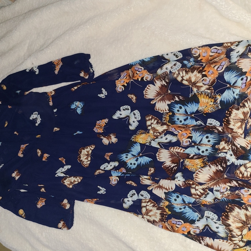 GYALWANA Size Medium Blue Dress 👗 🦋 Butterfly Design 🦋